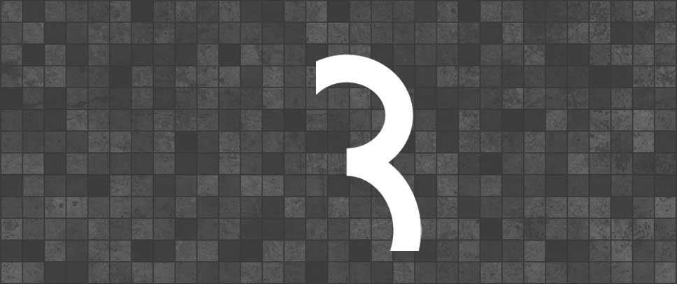 Stylized white R over multicolored grey checkerboard